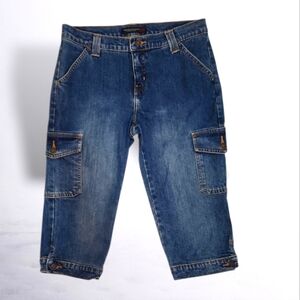 American Eagle Outfitters Denim Cargo Capri Jeans | Size 8 17" Inseam